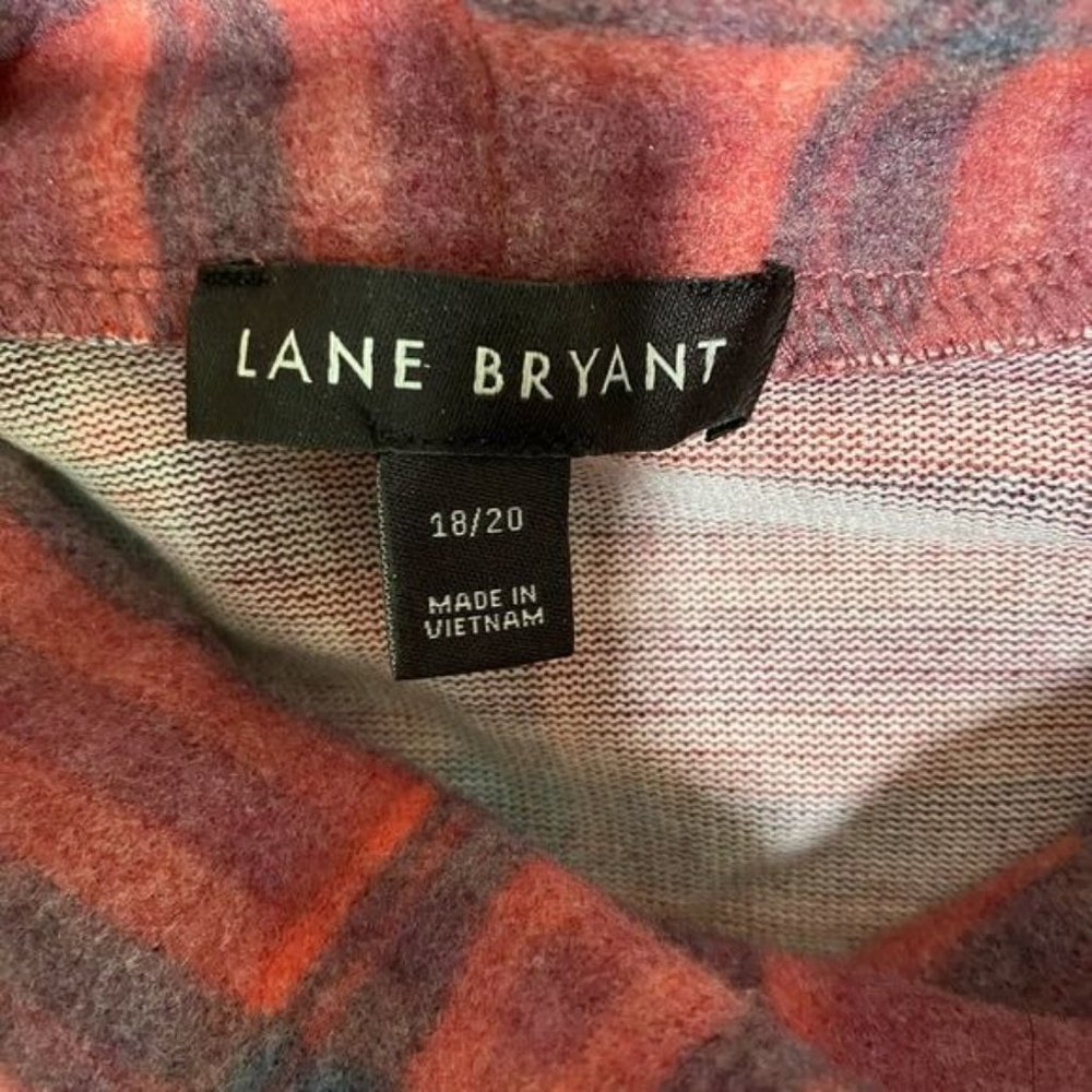 Lane Bryant ladies pink plaid long sleeve turtleneck blouse top size 18/20 - Picture 7 of 15